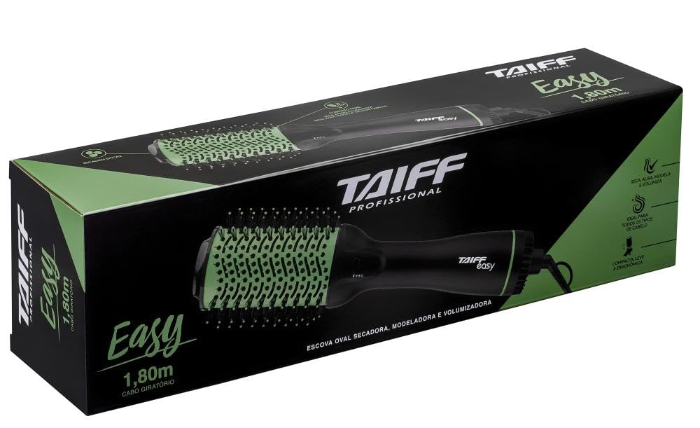 Escova Taiff Easy Oval, Secadora, Alisadora e Volumizadora, Verde, 127V, Modelo:560009IP