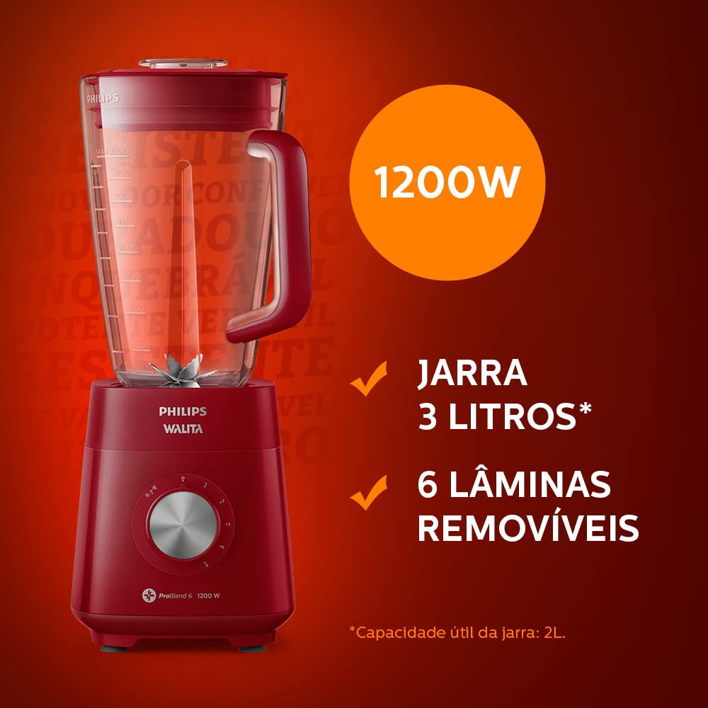 Liquidificador Philips Walita Série 5000 Vermelho, 110V - RI2240/41