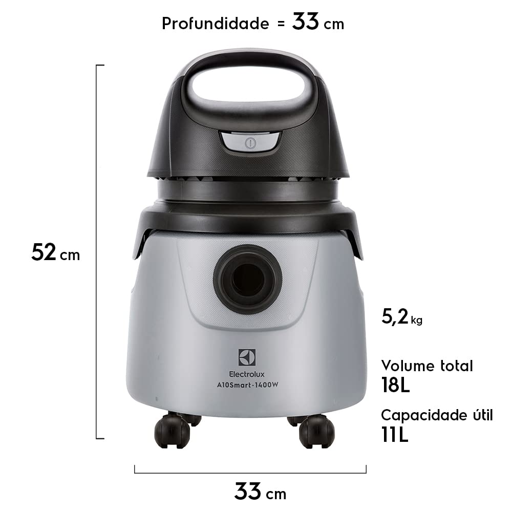 Aspirador água pó Electrolux potente função sopro limpeza profunda 1400W 18L total 11L util protetor termico A10N1 220v