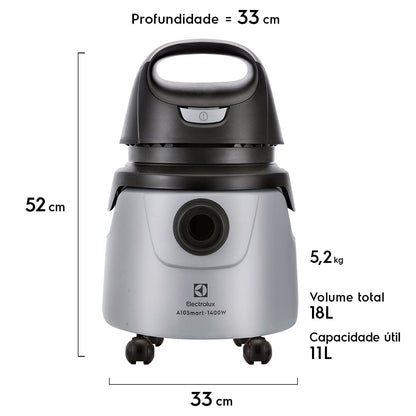 Aspirador água pó Electrolux potente função sopro limpeza profunda 1400W 18L total 11L util protetor termico A10N1 220v