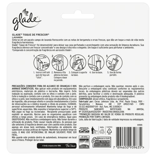 Glade, Aromatizador de Ambiente Toque de Frescor, Aparelho + 3 refis Lavanda com 12ml cada