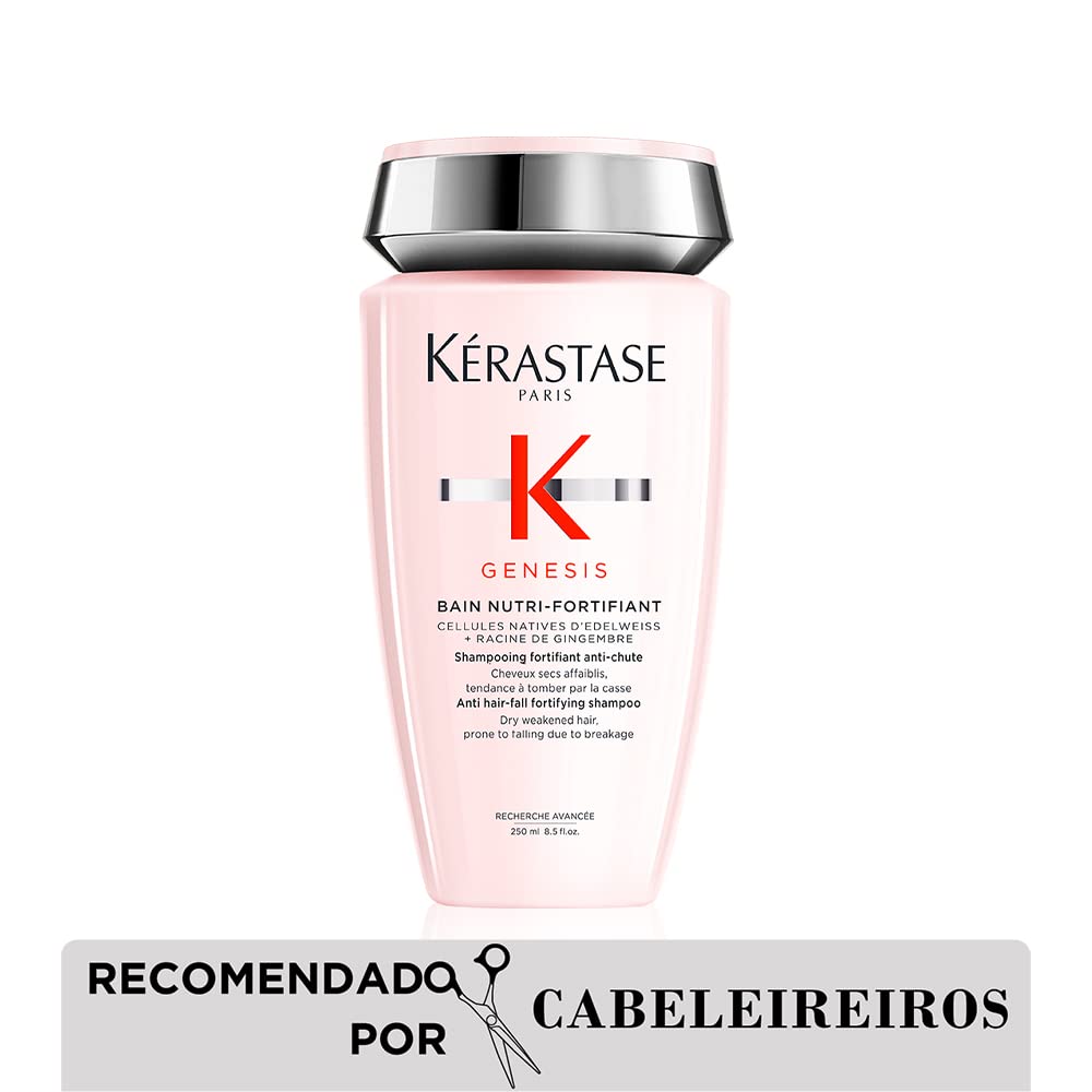 Kérastase Shampoo Genesis Bain Nutri-Fortifiant, Cabelos com queda, Cabelo grossos, Prevenção da queda, Flor de Edelweiss, Raiz de gengibre, 250 ml