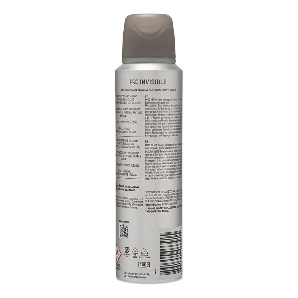 Adidas Pro Invisible - Desodorante Masculino, 150Ml, 1 Unidade