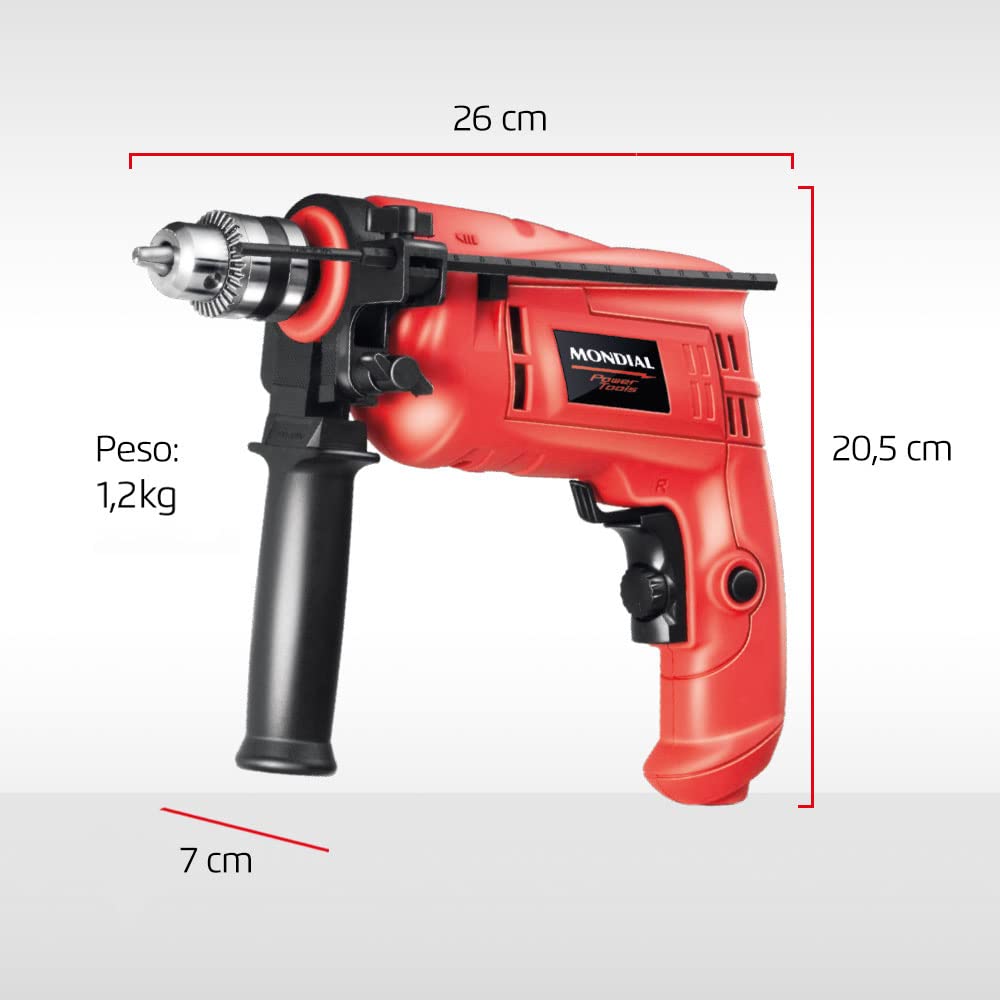 Furadeira de Impacto com Maleta, Mondial, Vermelho, 650W, 220V - NFFI-07M