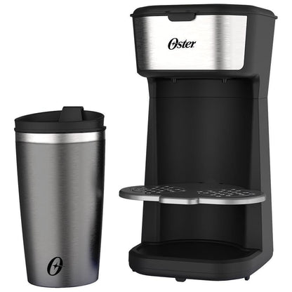 Cafeteira Oster 2Day Inox 2 em 1 com Copo Térmico, 110V, Preto/Inox, 600W, OCAF200