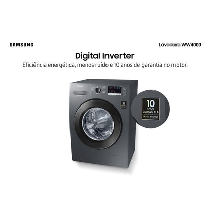 Samsung Lavadora de Roupas WW4000 Digital Inverter 11kg Inox 110V WW11J4473PX/AZ