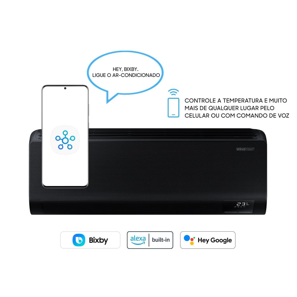 Ar-condicionado Split Inverter Samsung WindFree Black Edition Sem Vento 12.000 BTUs Quente e Frio AR12CSECABTNAZ 220V