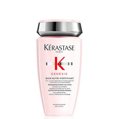 Kérastase Shampoo Genesis Bain Nutri-Fortifiant, Cabelos com queda, Cabelo grossos, Prevenção da queda, Flor de Edelweiss, Raiz de gengibre, 250 ml