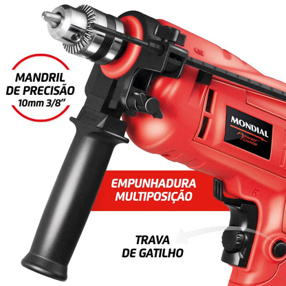 Furadeira de Impacto com Maleta, Mondial, Vermelho, 650W, 220V - NFFI-07M