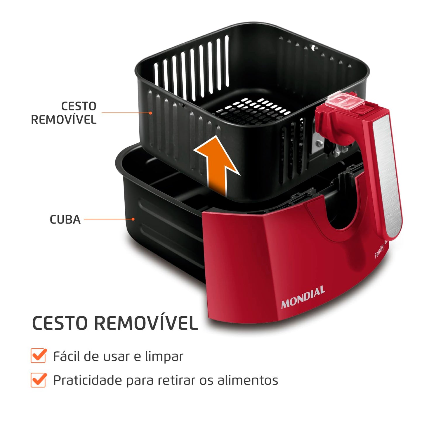 Fritadeira Sem Óleo Air Fryer 4L, Mondial, Vermelho/Inox, 1500W, 110V - AFN-40-RI