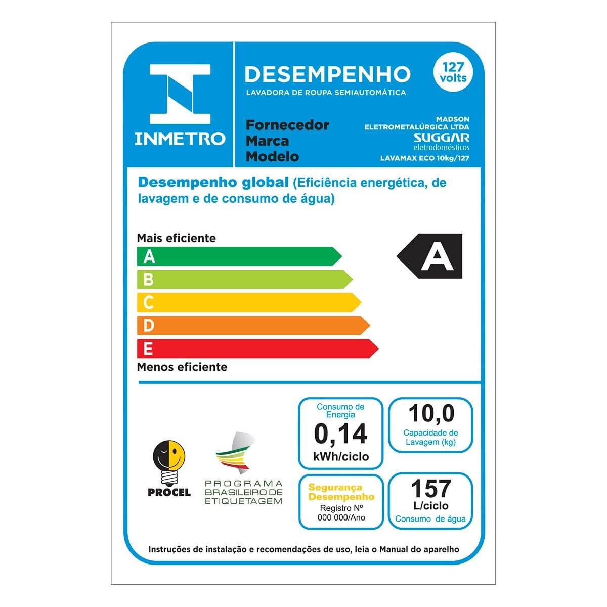 SUGGAR LAVADORA DE ROUPAS LAVAMAX ECO 10KG 110V PRETA LE1001PT