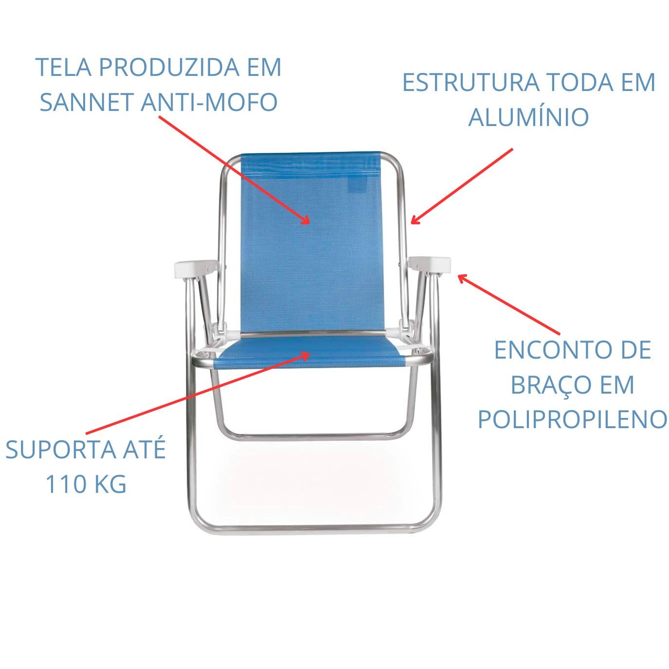 Cadeira Alta Alumínio Azul Mor