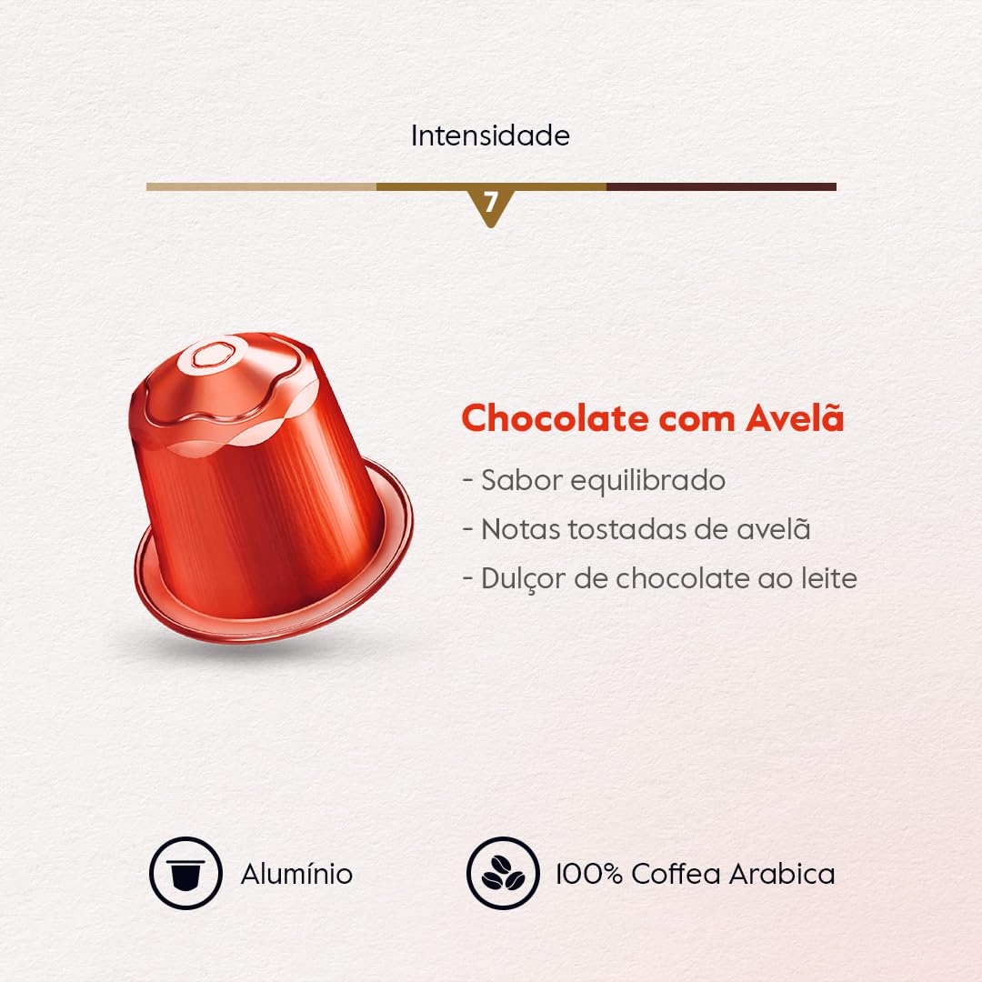 Baggio Café Cápsulas De Café Aroma Chocolate Com Avelã Compatível Com Nespresso Contém 10 Cápsulas