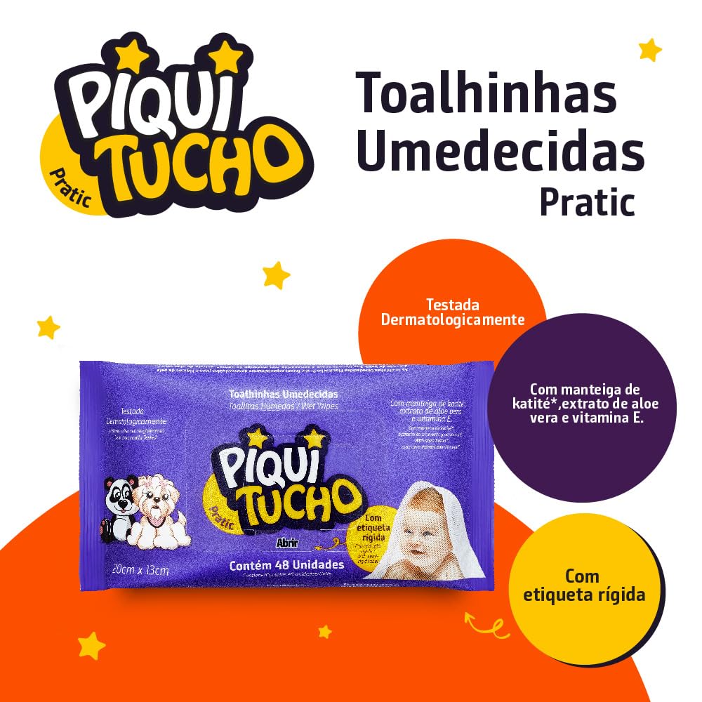 Piquitucho Pratic - Toalhas Umedecidas, 1 Unidade com 48 toalhas