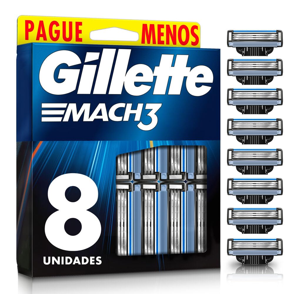 Gillette Mach3 - Carga para Aparelho de Barbear, Leve 8 Pague 6 (o pacote pode variar)