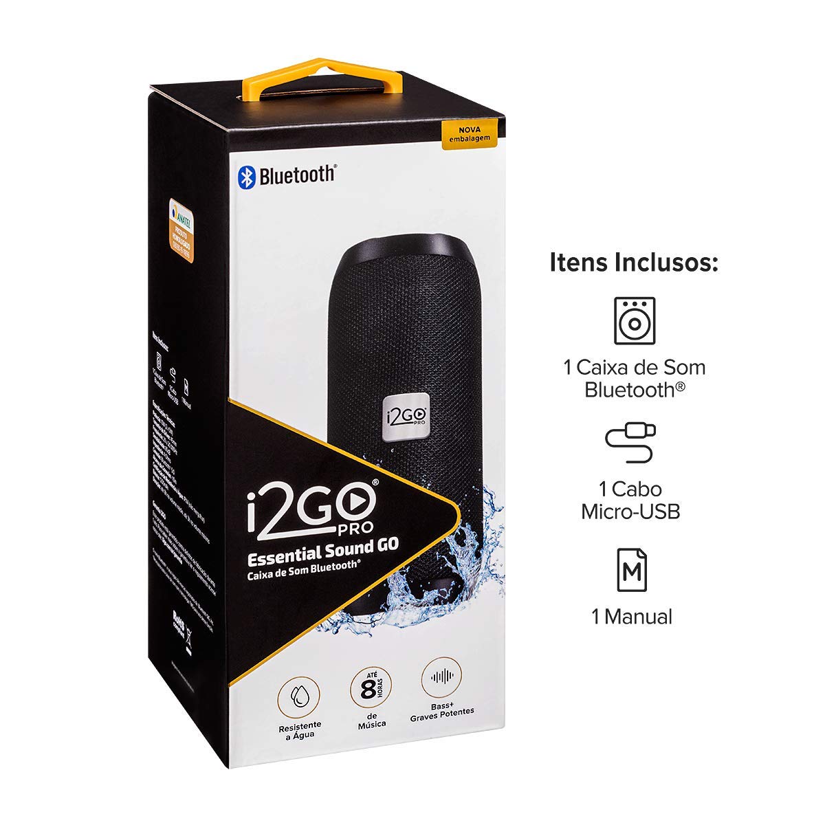 Caixa De Som Bluetooth Essential Sound Go i2GO 10W RMS Resistente à Água, Preto