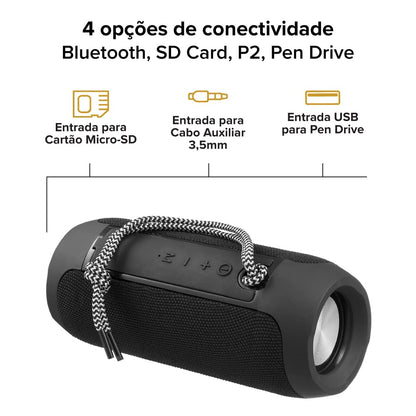 Caixa De Som Bluetooth Essential Sound Go i2GO 10W RMS Resistente à Água, Preto