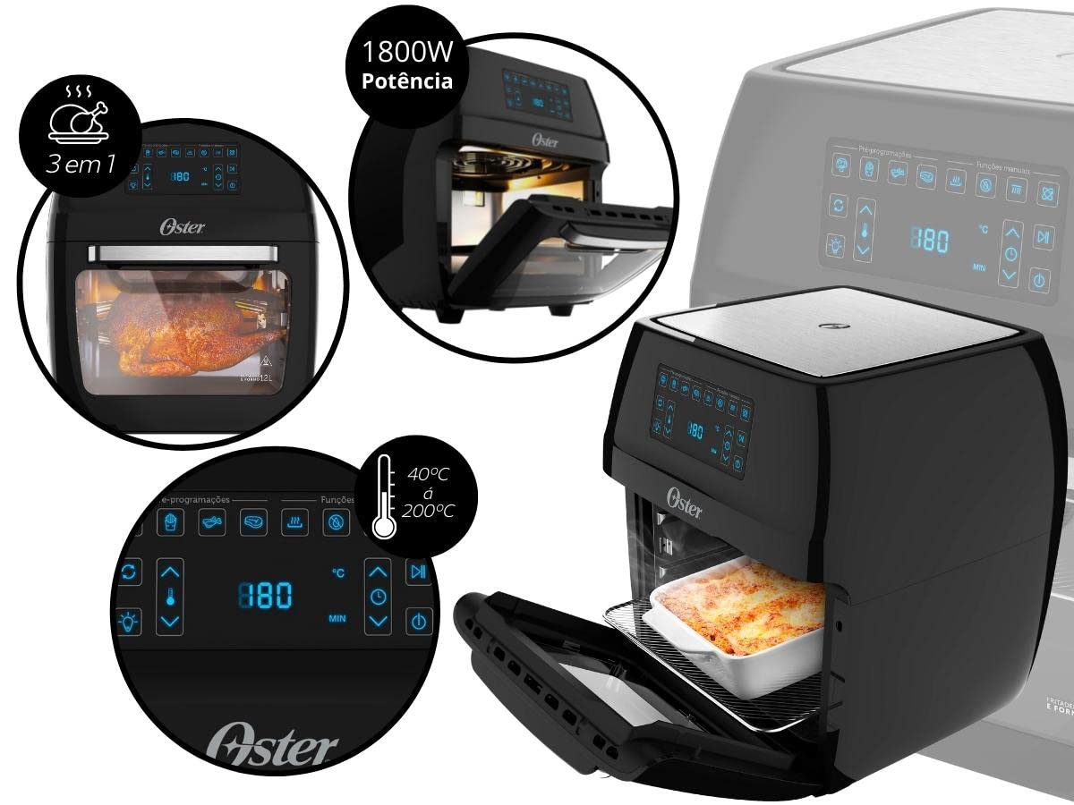 Oster OFRT780 - Fritadeira forno 3 em 1, 127V, 1800 W, ‎Preto