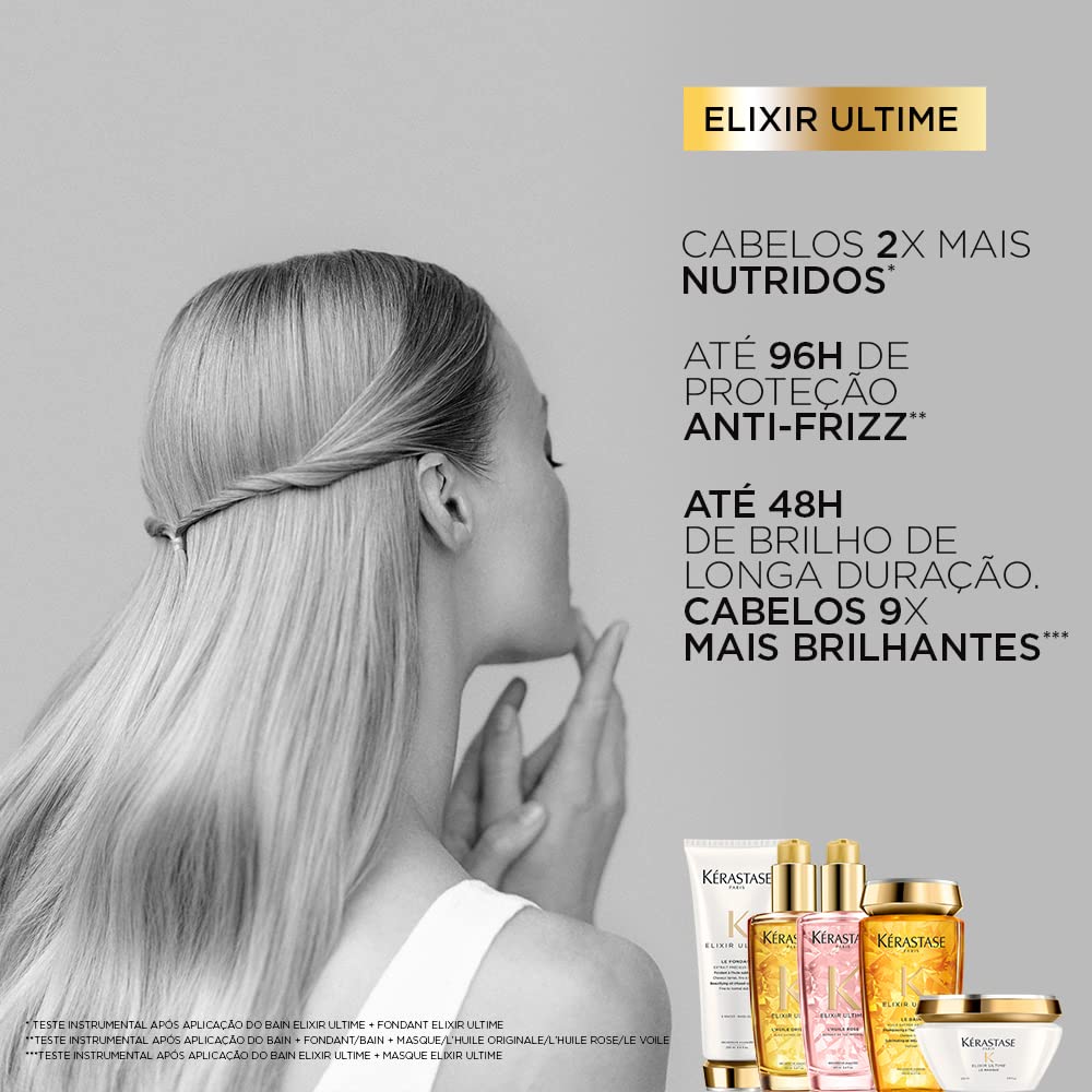 Kérastase Óleo Elixir Ultime L'Huile Rose, Todos os tipos de cabelos, Nutrição, brilho, Mix de 4 Óleos Preciosos, 100 ml