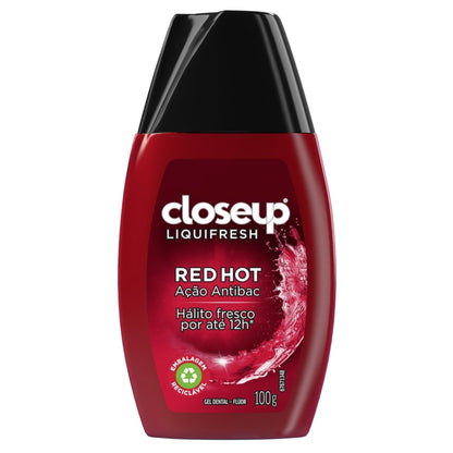 Close Up Gel Dental Com Flúor Red Hot Ação Antibac Closeup Liquifresh Frasco 100G Branco