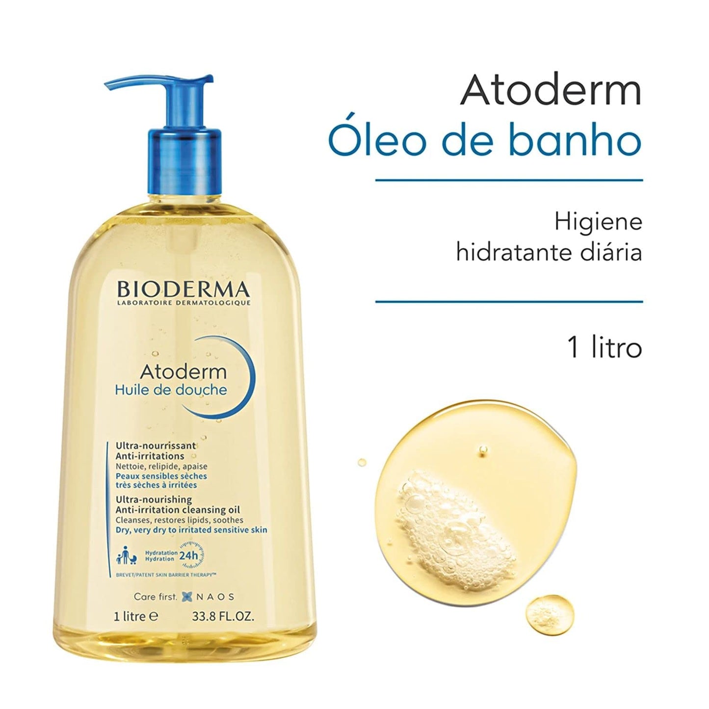 Bioderma Atoderm Óleo De Banho - Higiene Hidratante Diária 1 Litro