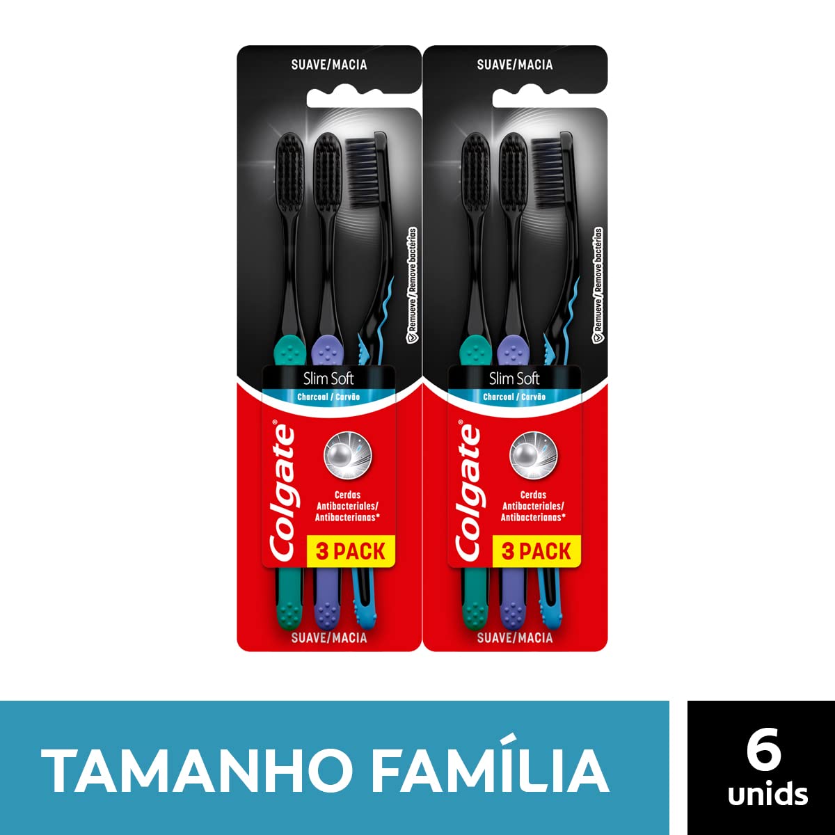 Colgate Escova De Dente Slim Soft Black 6 Unid Modelo: 61031393 Cor: Preto