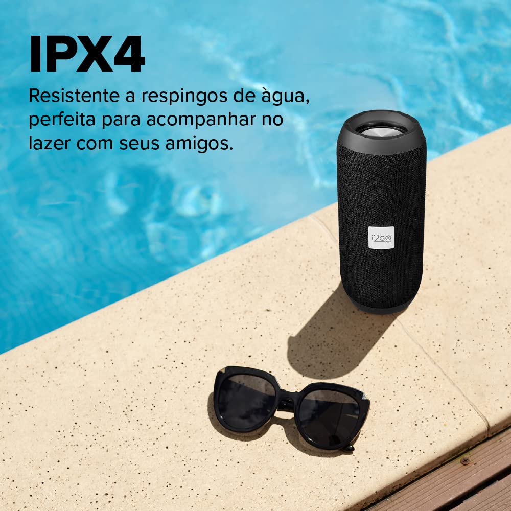 Caixa De Som Bluetooth Essential Sound Go i2GO 10W RMS Resistente à Água, Preto