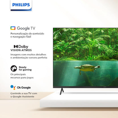 Smart TV Philips 50" 4K 50PUG7408/78, Google TV, Comando de Voz, Dolby Vision/Atmos, VRR/ALLM, Bluetooth