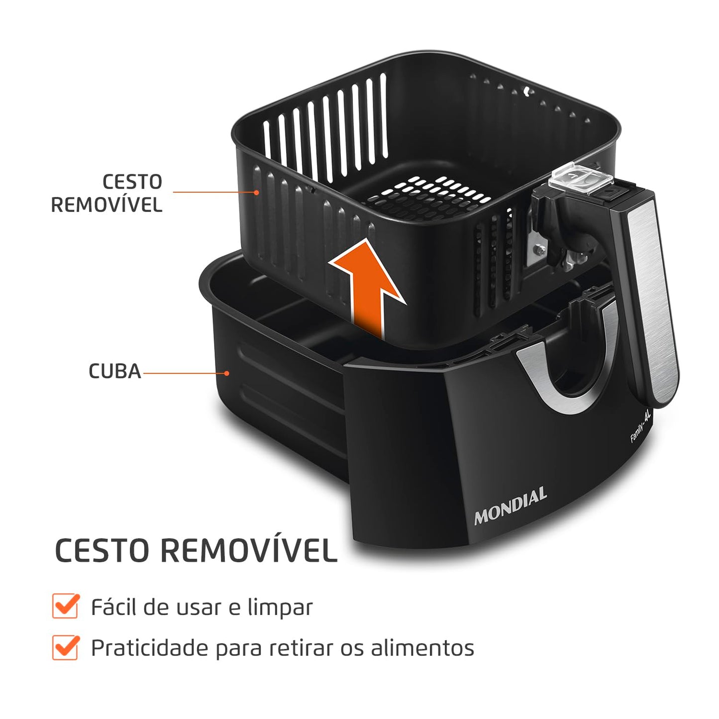 Fritadeira Sem Óleo Air Fryer 4L, Mondial, Preto/Inox, 1500W, 220V - AFN-40-BI