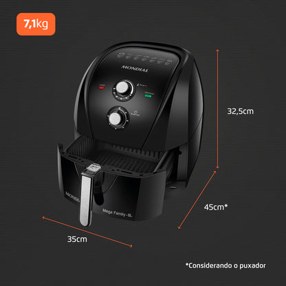 Fritadeira Sem Óleo Air Fryer 8L, Mondial, Preto, 1900W, 110V - AFN-80-FB