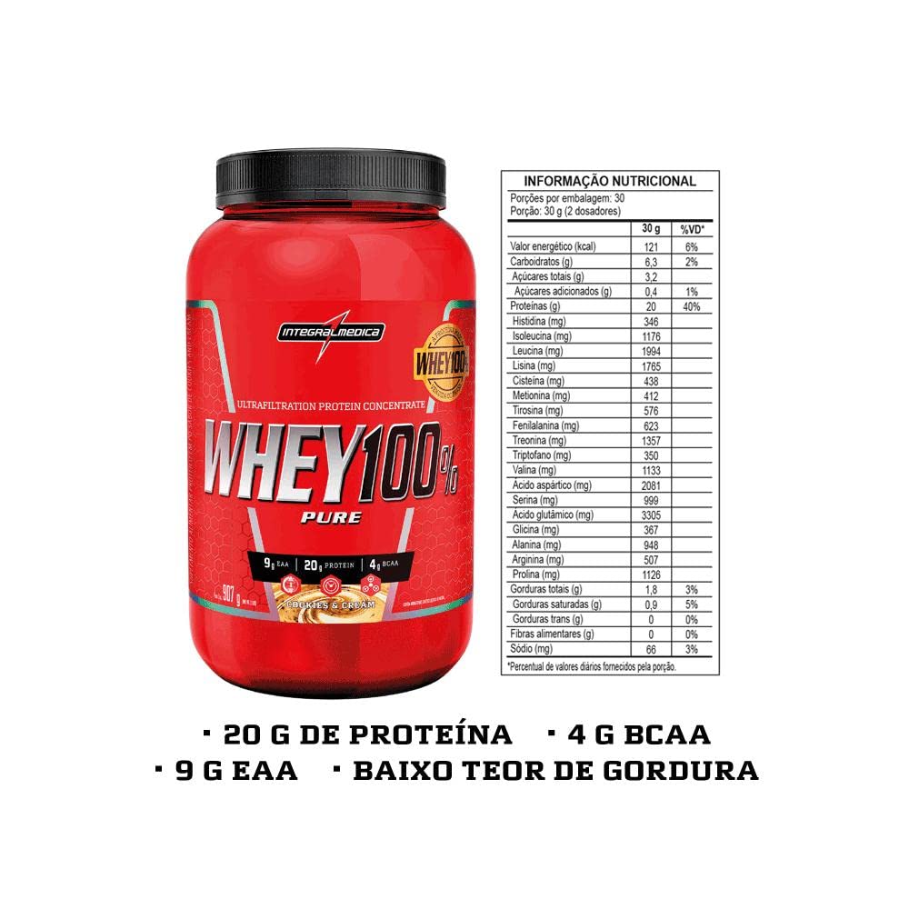 Whey 100% Pure 900g Integralmedica - Cookies And Cream