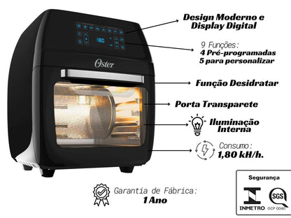 Oster OFRT780 - Fritadeira forno 3 em 1, 127V, 1800 W, ‎Preto