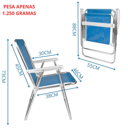 Cadeira Alta Alumínio Azul Mor