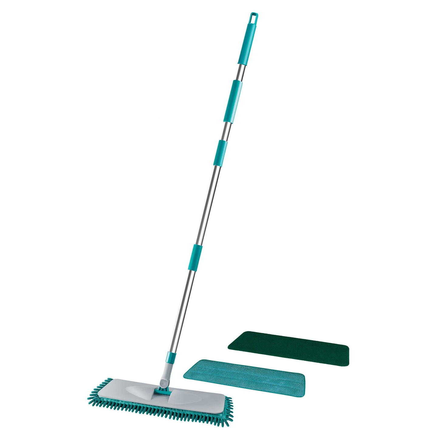 Mop Plano 3 EM 1, Limpeza Pesada, Úmida e Tira Pó, MOP0617, Flash Limp, Inox e verde