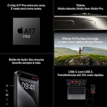 Apple iPhone 15 Pro (128 GB) — Titânio preto