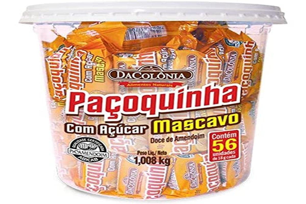 Da Colonia Paçoca Rolha C/ Açucar Mascavo Pote C/56 Und Dacolonia