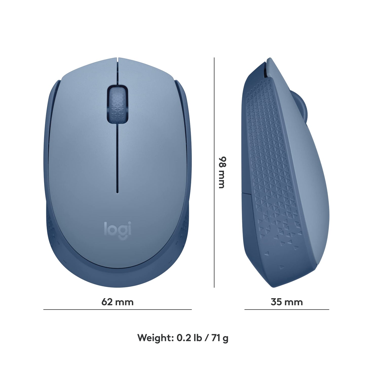 Mouse sem fio Logitech M170 com Design Ambidestro Compacto, Conexão USB e Pilha Inclusa - Azul Claro