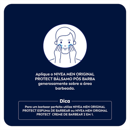 NIVEA MEN Bálsamo Pós Barba Original Protect 100ml - Atua na recuperação da pele, cuidado e hidratação, fórmula leve, com Aloe Vera e Glicerina, sensação de alívio imediato