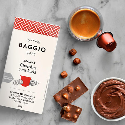 Baggio Café Cápsulas De Café Aroma Chocolate Com Avelã Compatível Com Nespresso Contém 10 Cápsulas