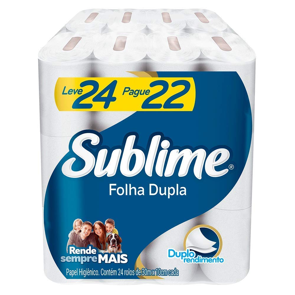 Sublime - Papel Higiênico, Folha Dupla, 24 rolos