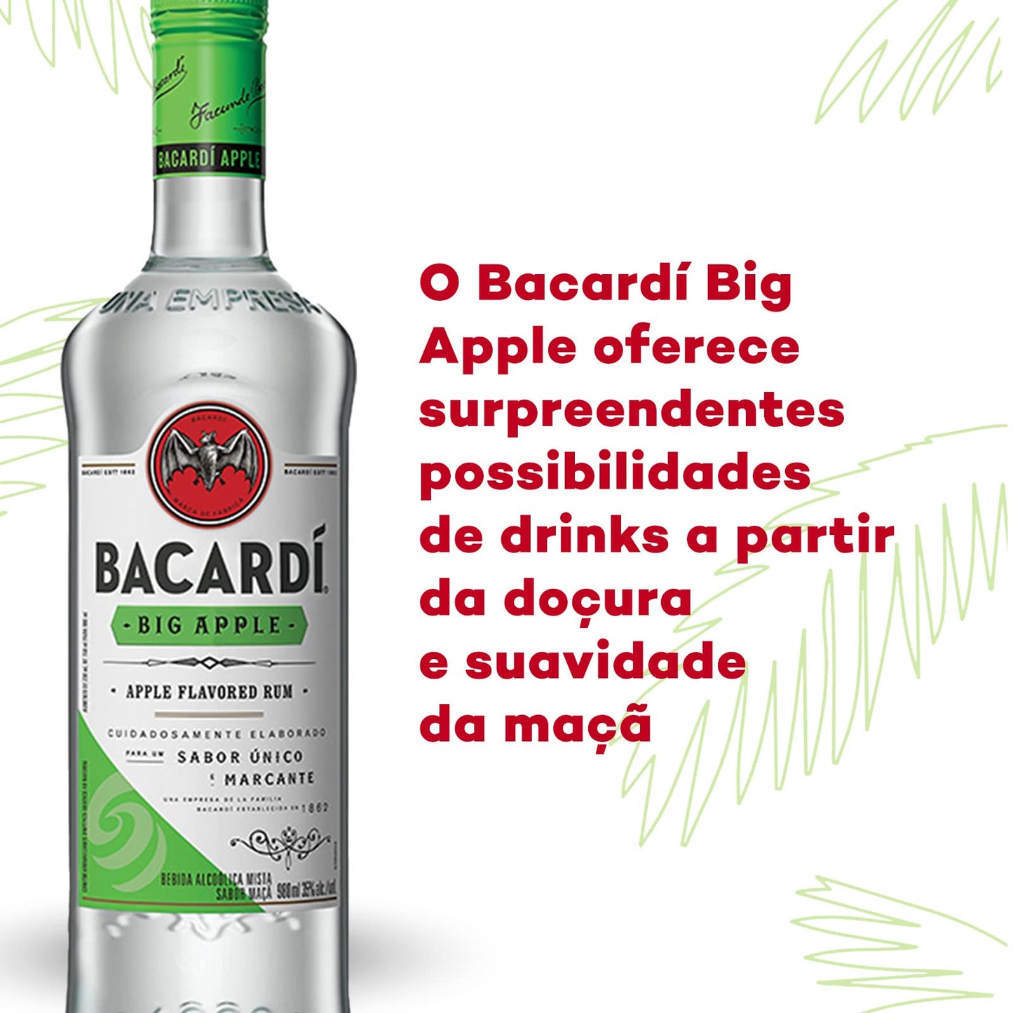 Bacardi, Rum Big Apple Sabor Maçã, 980 ml