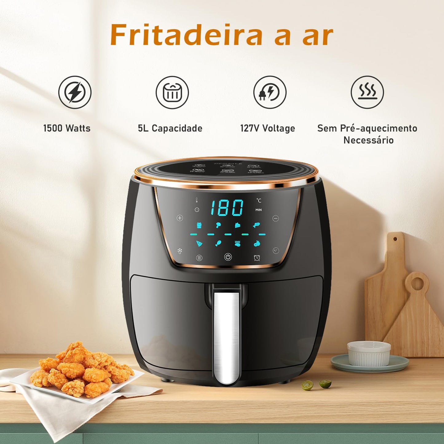 Air Fryer, Fritadeira sem Óleo, Fritadeira de Ar Grande Capacidade, 1500W, 127V (WKK-002Y)