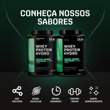 Whey Protein Hydro Baunilha Pote 900g – Absorção Rápida – Ganho Muscular – Baixo Teor de Lactose – Dux Human Health
