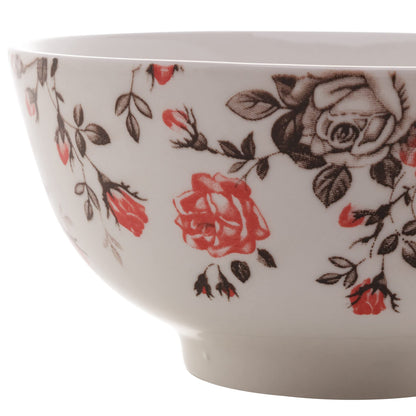 LYOR Garden Tigela Bowl de Porcelana, Branco/Vermelho/Preto, 12 x 6.5 cm