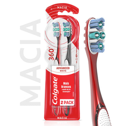 Colgate Escova Dental 360º Luminous White 2Unid Promo Leve 2 Pague 1 Cores Sortidas