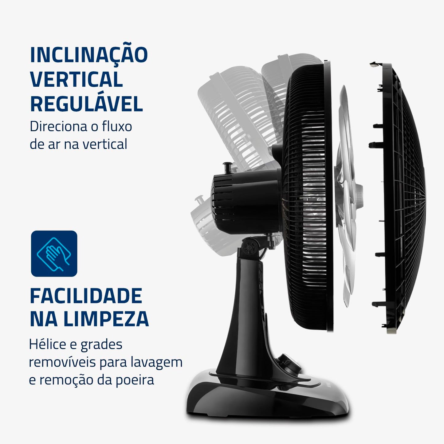 Ventilador de Mesa 40cm Super Power, Mondial, Preto/Prata, 140W, 110V - VSP-40-B