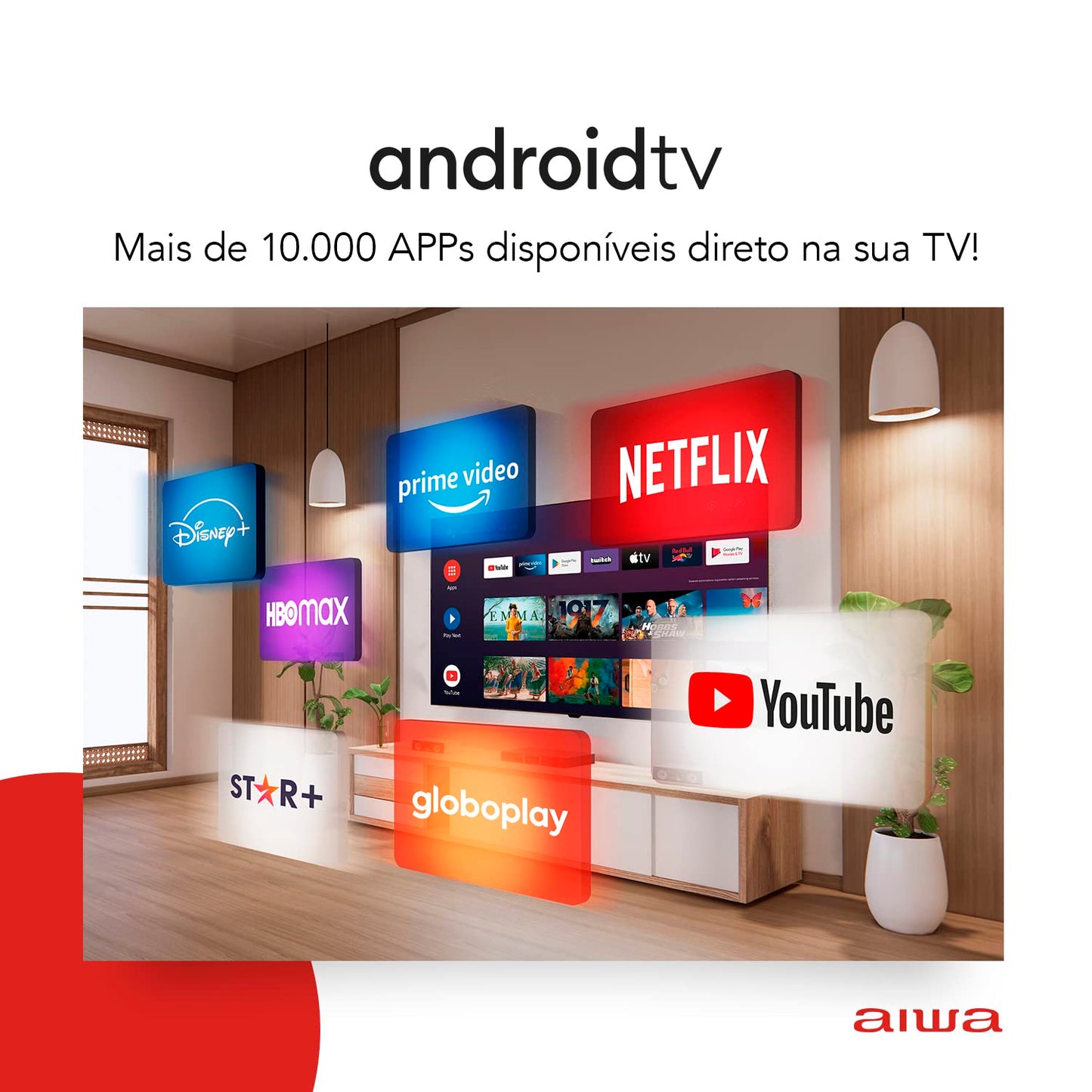 Smart TV Aiwa 32”, Android, HD, Borda Ultrafina, HDR10, Dolby Áudio - AWS-TV-32-BL-02-A