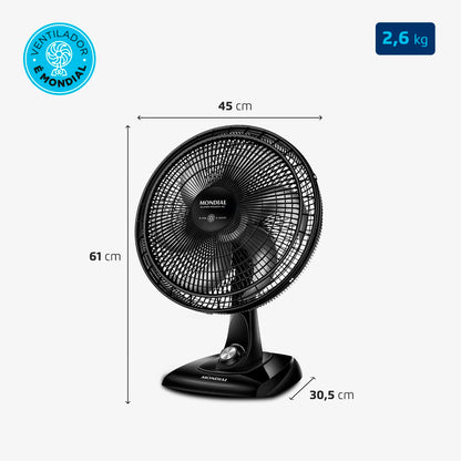 Ventilador de Mesa 40cm Super Power, Mondial, Preto/Prata, 140W, 110V - VSP-40-B