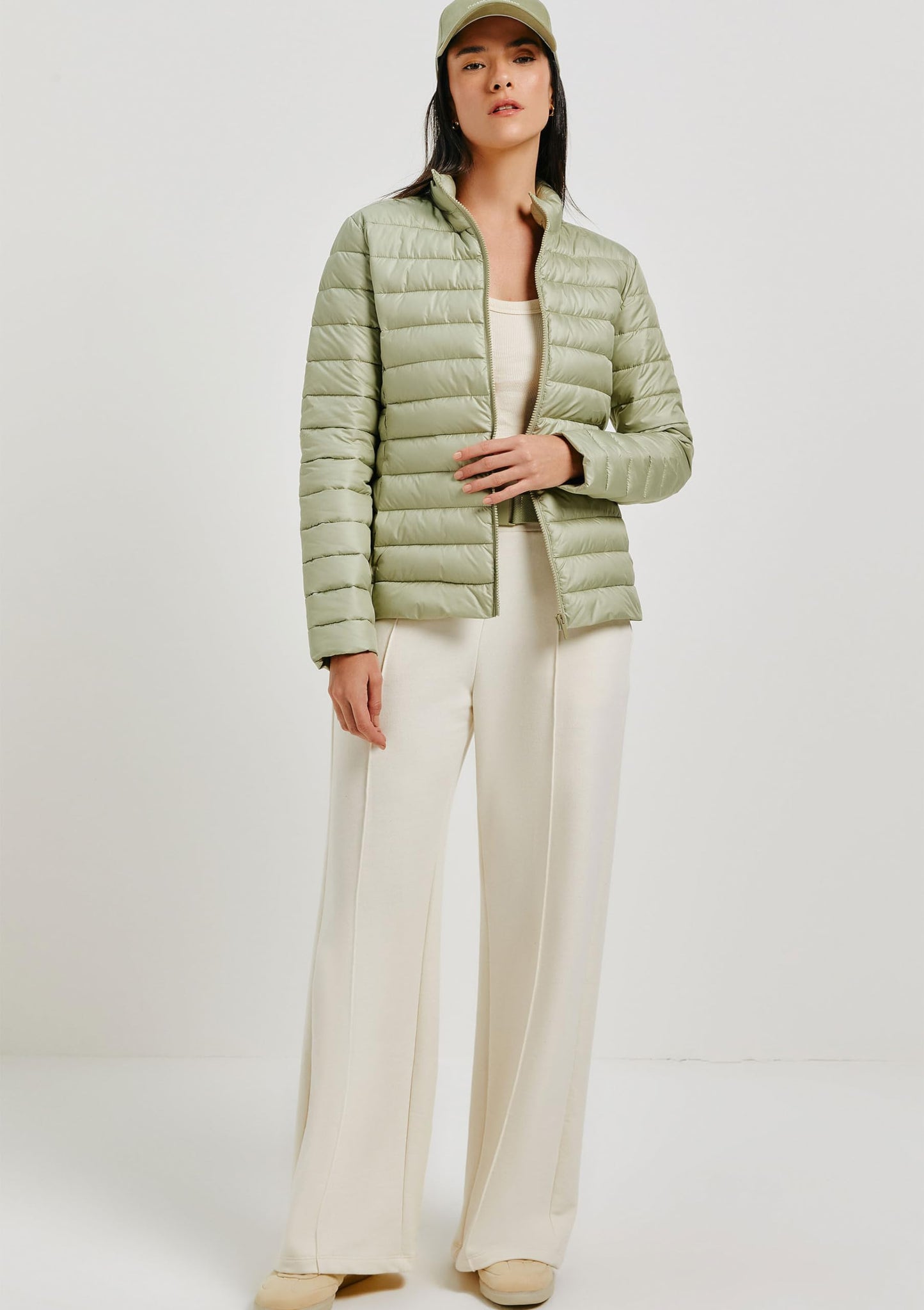 Jaqueta Básica Feminina Puffer Matelassê - Verde M