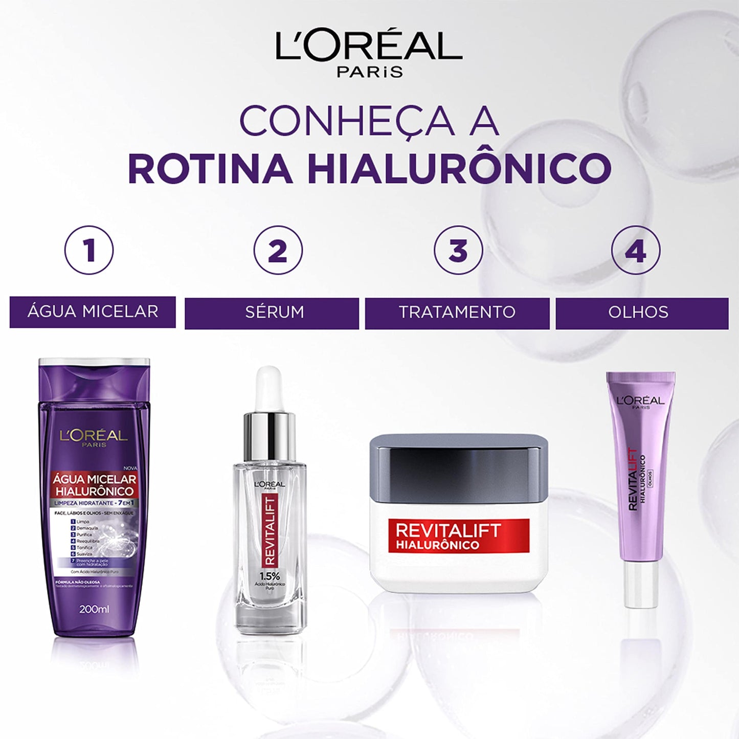 L'Oréal Paris Kit Sérum Preenchedor Facial Anti-Idade 30Ml + Creme Facial Anti-Idade Revitalift Hialurônico 49G